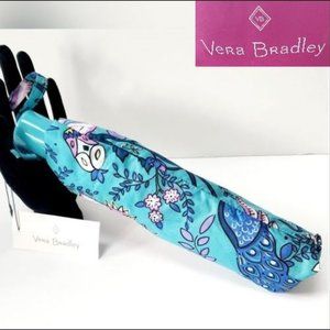 Vera Bradley Peacock Garden Factory Style Umbrella Auto Push Open Retired NWT!